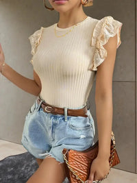 Round Neck Ruffled Cap Sleeve Top - Update AvenueT-ShirtsTrendsi1001001397505861001001397505863dca31affff04231899df86ea20cb7a2 - Max - OriginApricot