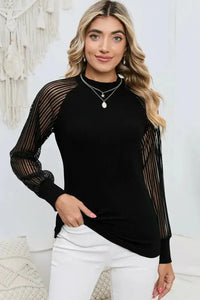 Round Neck Semi - Sheer Sleeve Blouse - Update AvenueTrendsi1001012447108741001012447108742616ac5f08bf4fbe9730eb24a7a29687 - MaxBlack