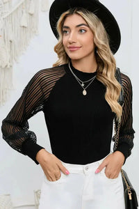 Round Neck Semi - Sheer Sleeve Blouse - Update AvenueTrendsi100101244710874100101244710874d741c88d083b42c499800609353bc3bb - MaxBlack