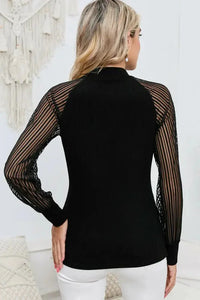 Round Neck Semi - Sheer Sleeve Blouse - Update AvenueTrendsi10010124471087410010124471087458710ad263bf42b19dd8650e9846d512 - MaxBlack