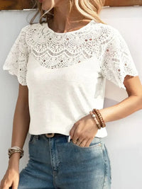 Round Neck Short Sleeve Crochet Top - Update AvenueT-ShirtsTrendsi100100904013992100100904013992201b0dee - 5349 - 4e75 - 9de9 - 4a8f1b1bbd83 - Max - OriginWhite