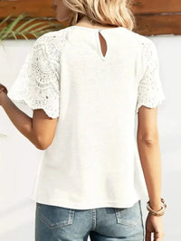 Round Neck Short Sleeve Crochet Top - Update AvenueT-ShirtsTrendsi100100904013992100100904013992175e9871 - c33f - 4df8 - 906b - 249c3b7e4a0d - Max - OriginWhite