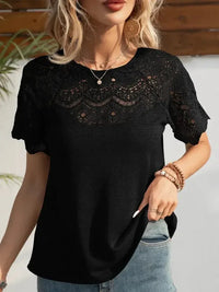 Round Neck Short Sleeve Crochet Top - Update AvenueT-ShirtsTrendsi100100904019428100100904019428ebb252fd - 3434 - 42d8 - b28a - bc9c2f28632c - Max - OriginBlack