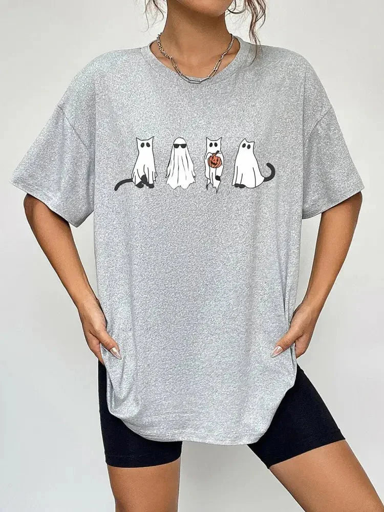 Round Neck Short Sleeve Ghost Graphic T-Shirt - Update AvenueHalloweenTrendsi100101083976603100101083976603939193a1a4bf4fc5a26e2d2a3848076a - MaxCloudy Blue