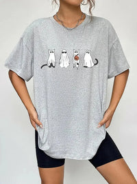 Round Neck Short Sleeve Ghost Graphic T-Shirt - Update AvenueHalloweenTrendsi100101083976603100101083976603939193a1a4bf4fc5a26e2d2a3848076a - MaxCloudy Blue