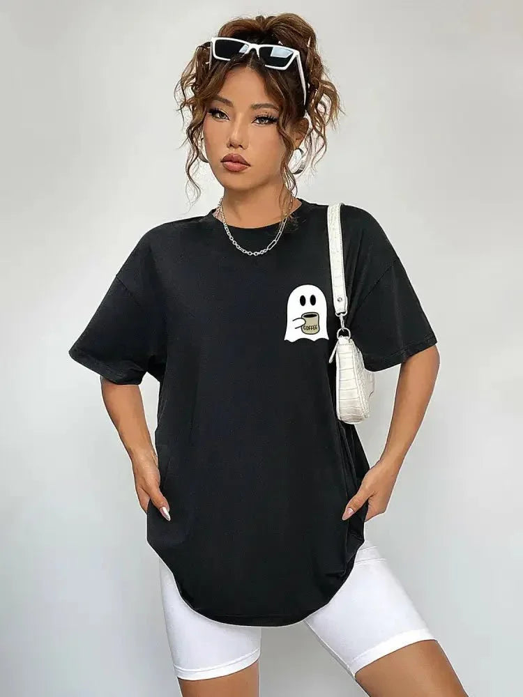 Round Neck Short Sleeve Ghost Graphic T-Shirt - Update AvenueHalloweenTrendsi1001018057409721001018057409723f800db36d6942b9b0a7d258836b912c - MaxBlack