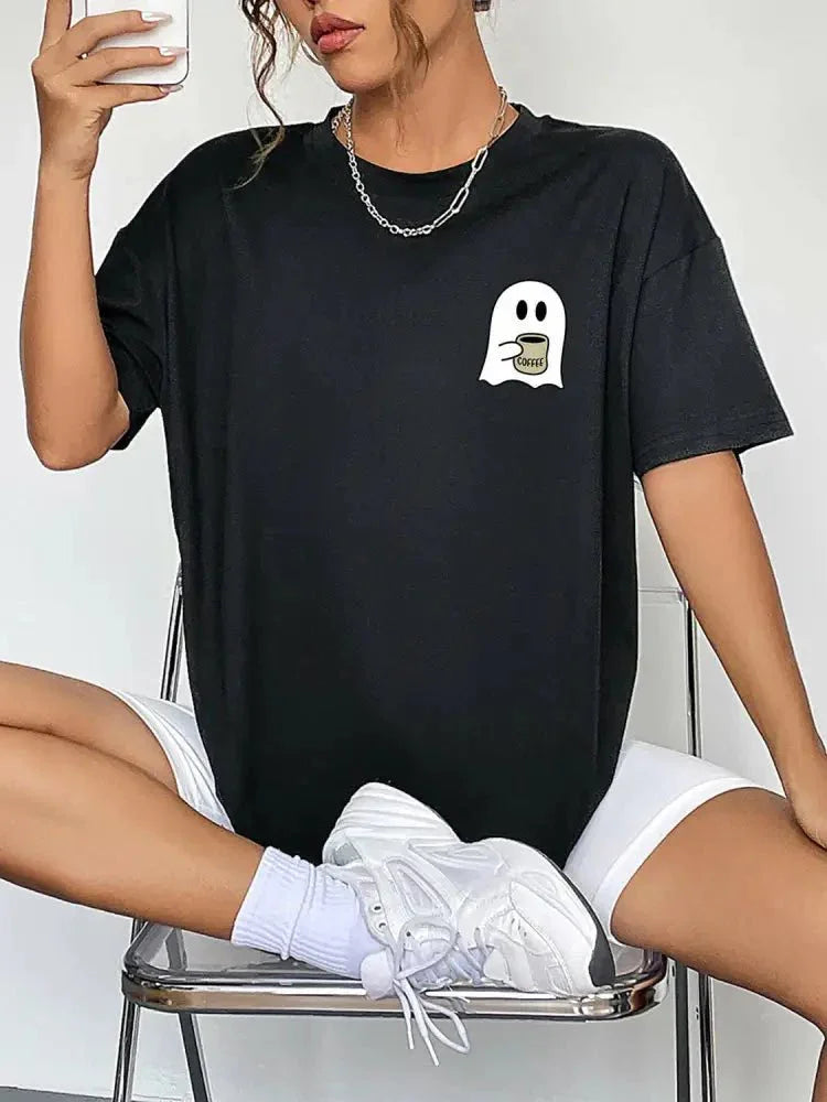 Round Neck Short Sleeve Ghost Graphic T-Shirt - Update AvenueHalloweenTrendsi100101805740972100101805740972319e42cf76204c118d35987ecfa7437c - MaxBlack