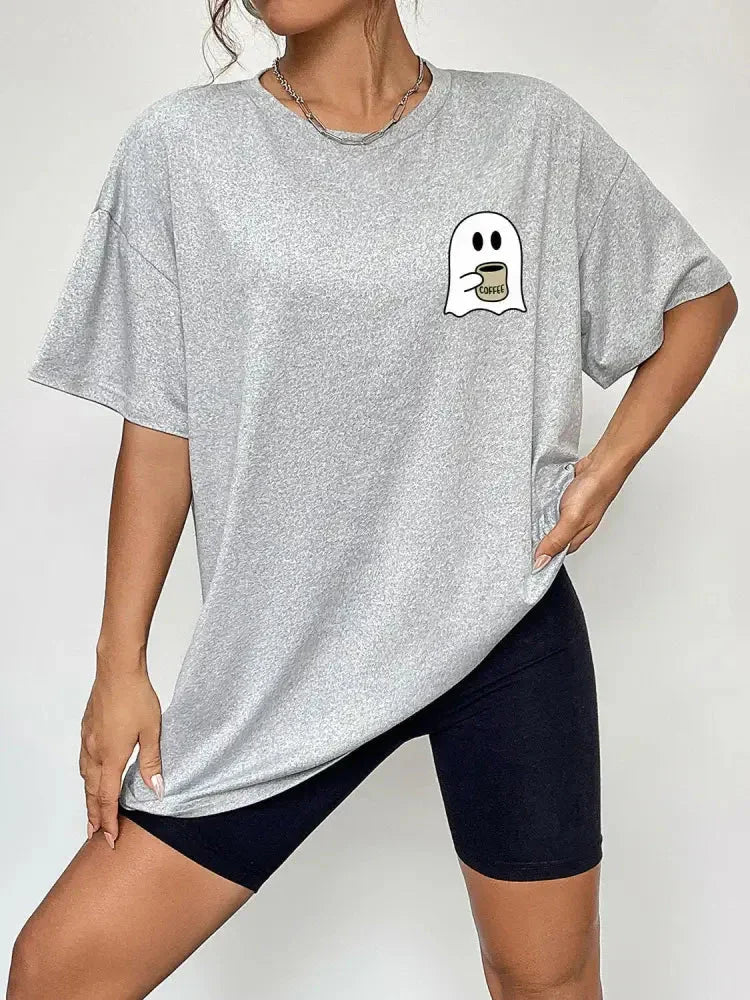 Round Neck Short Sleeve Ghost Graphic T-Shirt - Update AvenueHalloweenTrendsi100101805747417100101805747417c36f441b09284826bc6b9b74a60f38c9 - MaxCloudy Blue