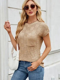 Round Neck Short Sleeve Knit Top - Update AvenueTrendsi100100882272309100100882272309594f8019 - c336 - 43bb - bea4 - f4a5a8f24510 - MaxTan