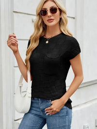 Round Neck Short Sleeve Knit Top - Update AvenueTrendsi1001008822772321001008822772329787b5fe - 9085 - 4a22 - ad95 - 08a74e9a41a8 - MaxBlack