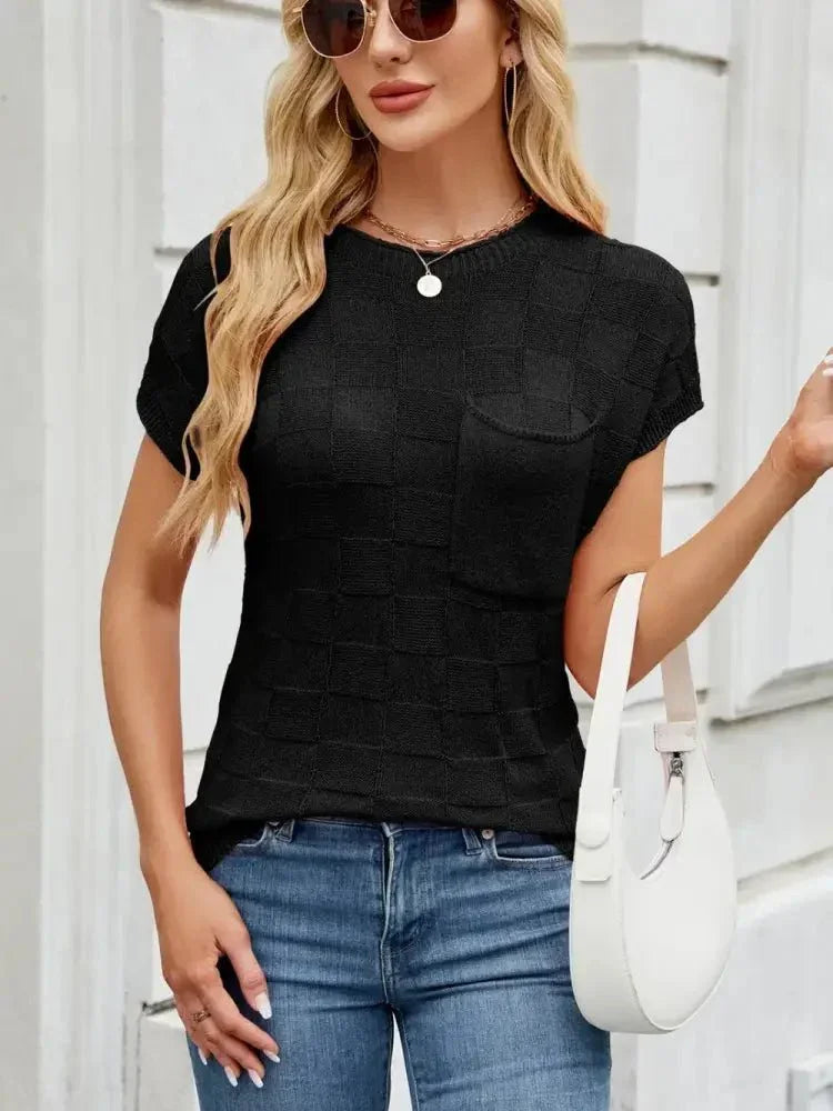Round Neck Short Sleeve Knit Top - Update AvenueTrendsi10010088227723210010088227723264cba698 - 3135 - 4494 - 845e - a89102658b59 - MaxBlack