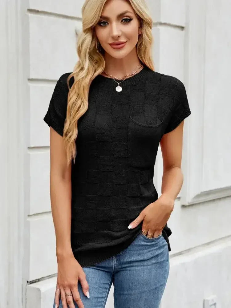 Round Neck Short Sleeve Knit Top - Update AvenueTrendsi1001008822772321001008822772322c703830 - d410 - 410a - 8b56 - ac9c26b9a9ea - MaxBlack