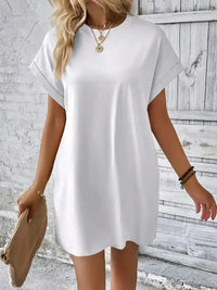 Round Neck Short Sleeve Mini Dress - Update AvenueEffortless Elegance: DressesTrendsi10010024495382910010024495382962d9bb53 - d417 - 40ac - 81a6 - 146949838d06 - MaxWhite