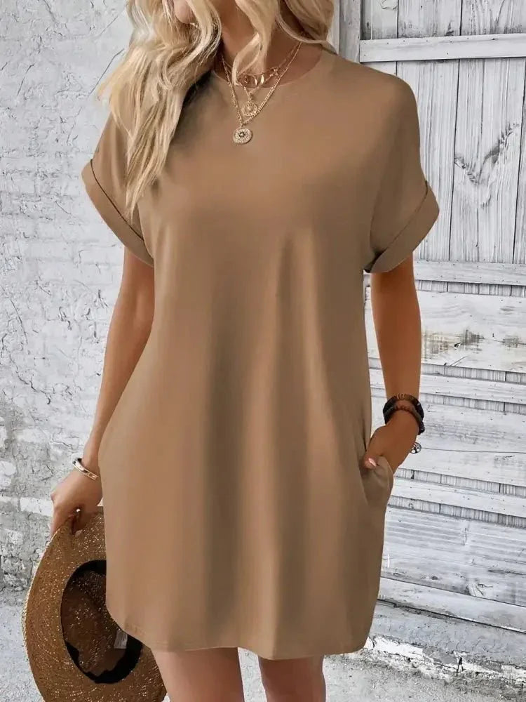 Round Neck Short Sleeve Mini Dress - Update AvenueEffortless Elegance: DressesTrendsi100100244954053100100244954053e061e064 - 027b - 419f - 9ad3 - fc2c4233e828 - MaxCamel
