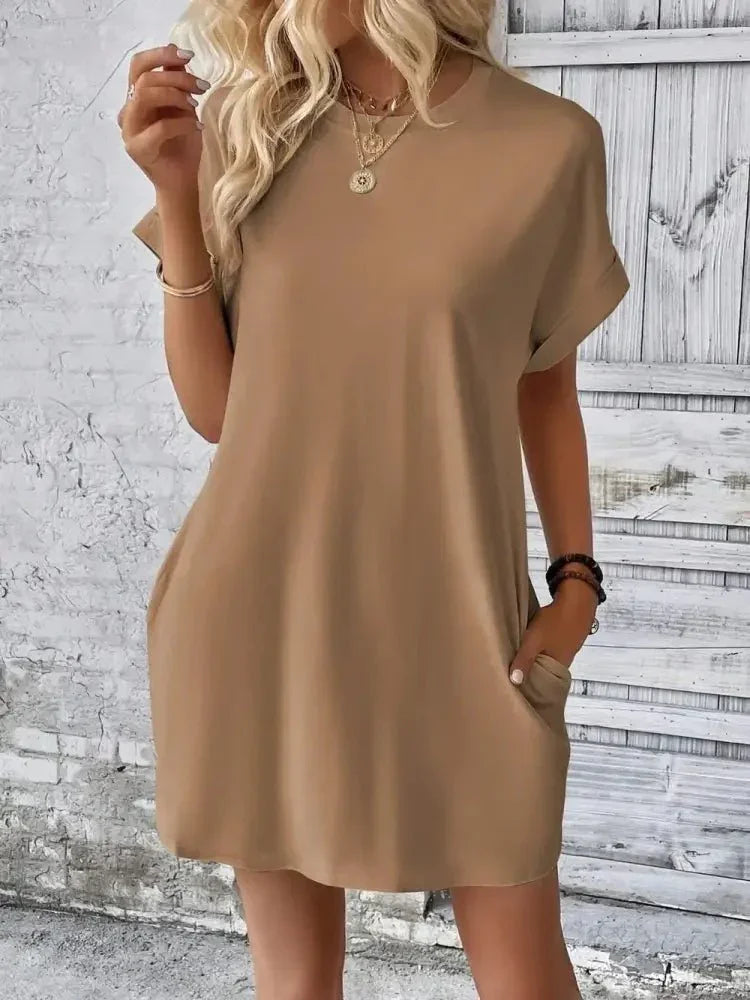 Round Neck Short Sleeve Mini Dress - Update AvenueEffortless Elegance: DressesTrendsi1001002449540531001002449540537cdf3a0e - 259d - 41cc - bc79 - a073b1dde2f3 - MaxCamel