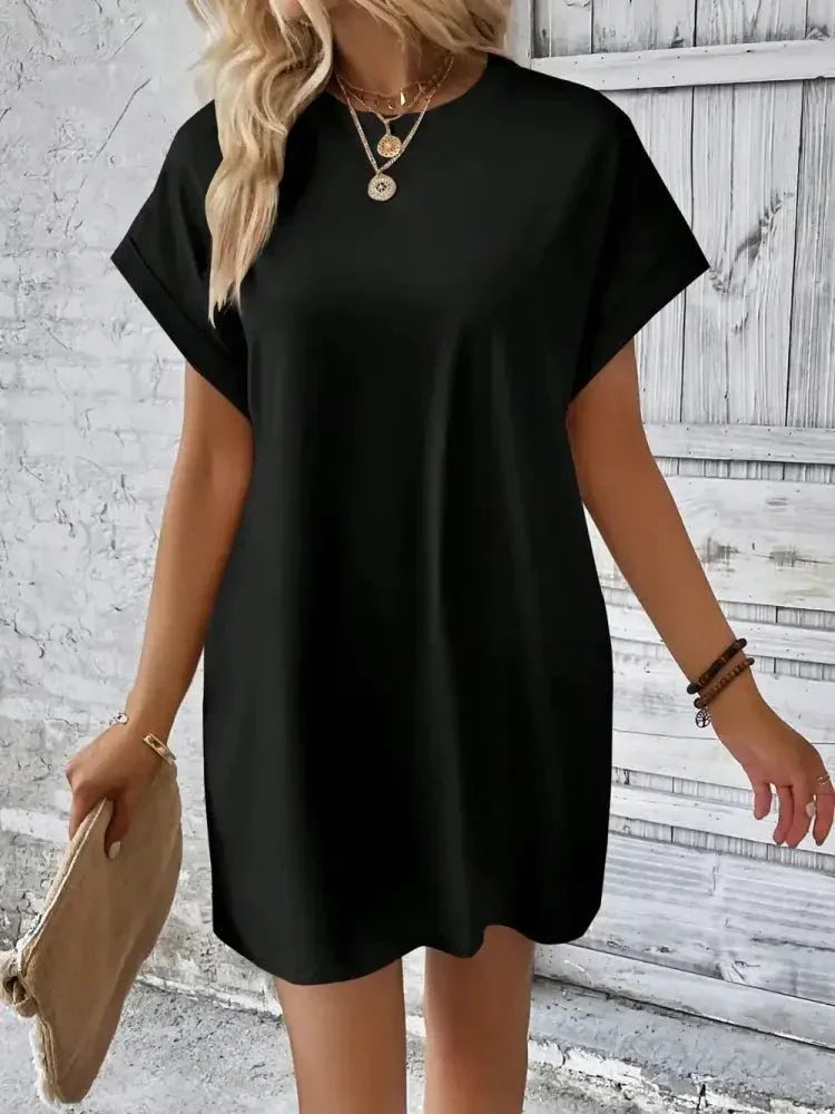 Round Neck Short Sleeve Mini Dress - Update AvenueEffortless Elegance: DressesTrendsi1001002449542111001002449542111ca33242 - b173 - 4e4e - bed3 - bb4fed412e46 - MaxBlack