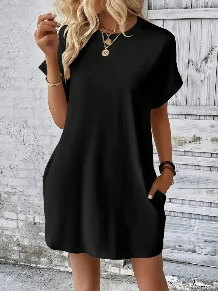 Round Neck Short Sleeve Mini Dress - Update AvenueEffortless Elegance: DressesTrendsi10010024495421110010024495421170d832f9 - 33ec - 4230 - a030 - 8c9b2a7a8eec - MaxBlack