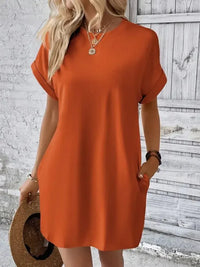 Round Neck Short Sleeve Mini Dress - Update AvenueEffortless Elegance: DressesTrendsi1001002449567491001002449567490f56c3f4 - 2eb1 - 4f12 - 8300 - 8d71bb3ce372 - MaxOrange
