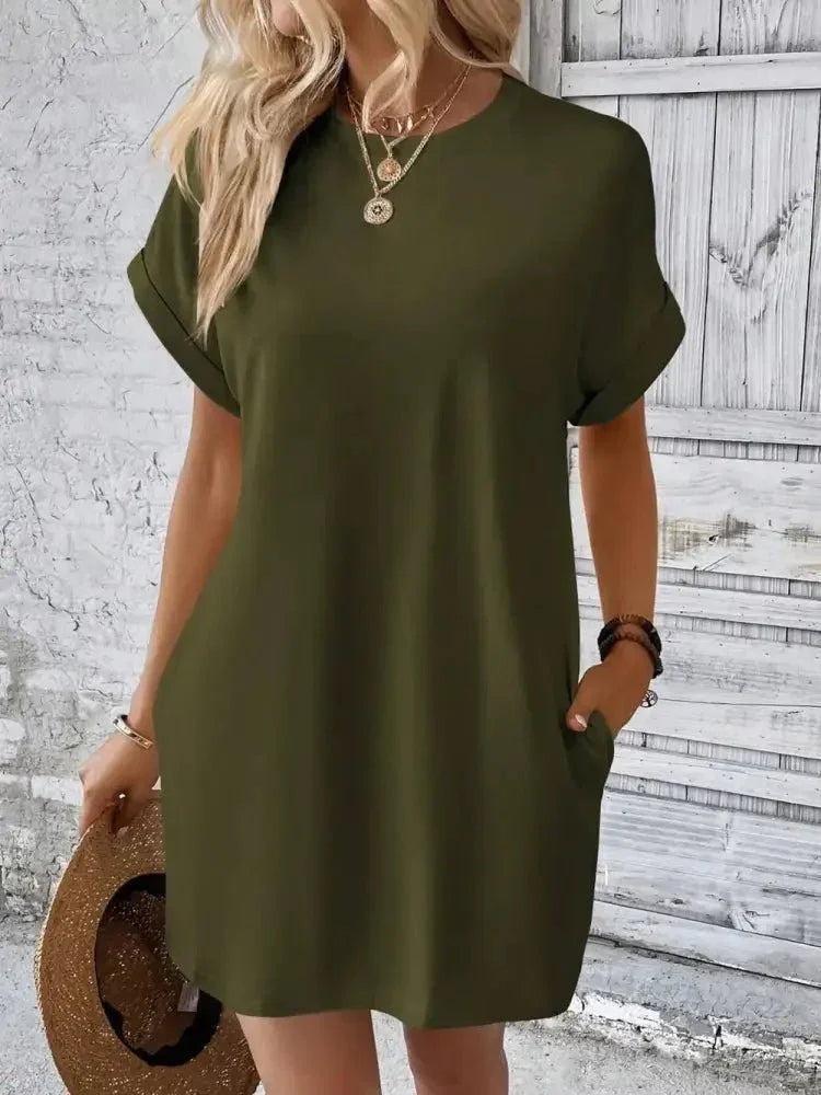 Round Neck Short Sleeve Mini Dress - Update AvenueEffortless Elegance: DressesTrendsi100100244959768100100244959768678478fa - 77e2 - 43a5 - 969f - bf7025adbada - MaxArmy Green