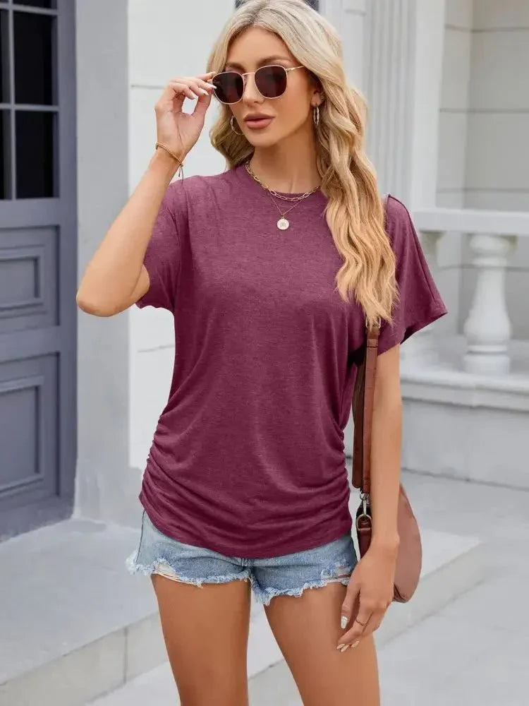 Round Neck Short Sleeve T-Shirt - Update AvenueT-ShirtsTrendsi10010049015761810010049015761849d659d265f145689c2953f53a638f3b - Max - OriginWine Red