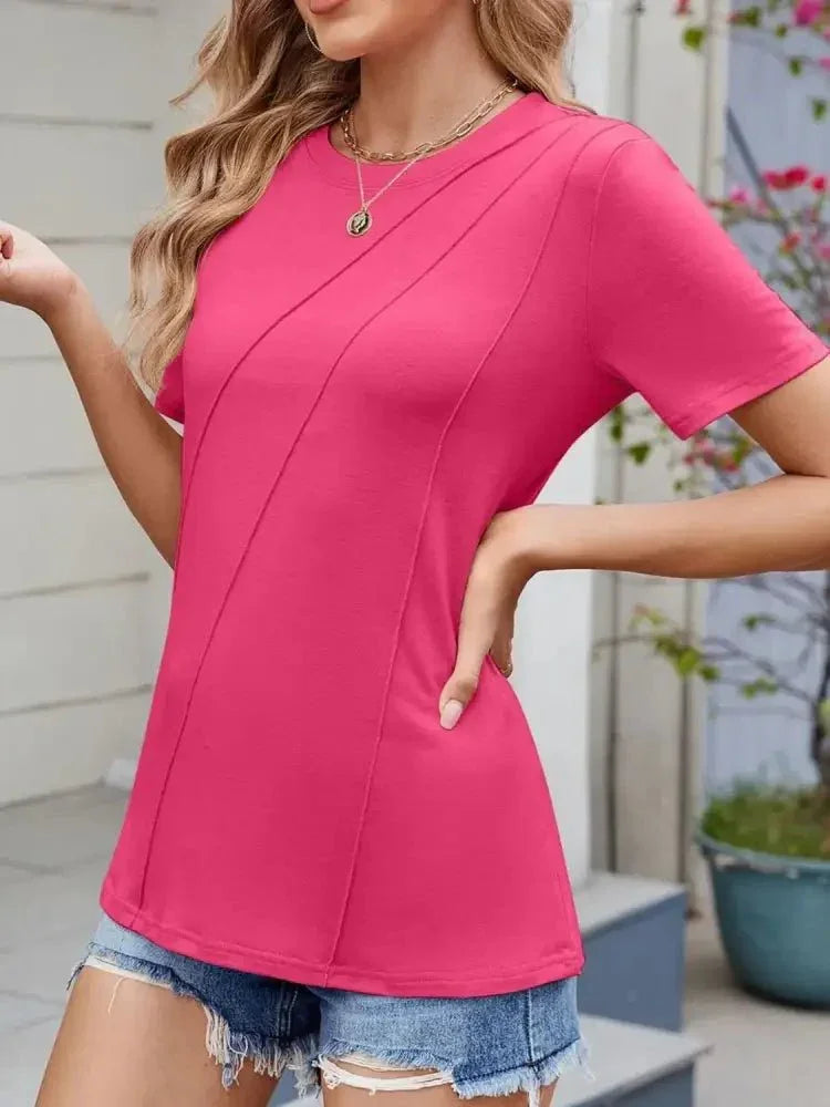 Round Neck Short Sleeve T-Shirt - Update AvenueT-ShirtsTrendsi100100895973712100100895973712c58eb977 - e15d - 428e - 93d3 - 979687896ffe - Max - OriginHot Pink