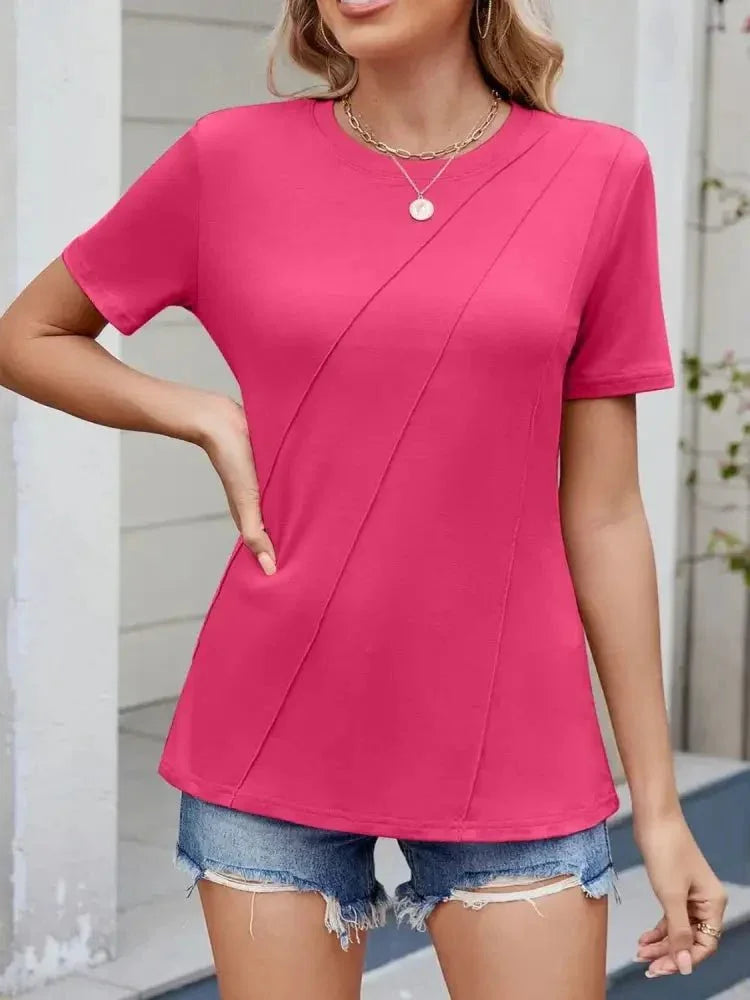 Round Neck Short Sleeve T-Shirt - Update AvenueT-ShirtsTrendsi10010089597371210010089597371274396901 - 8e46 - 419c - 9c0f - 3c92ad3c37d2 - Max - OriginHot Pink