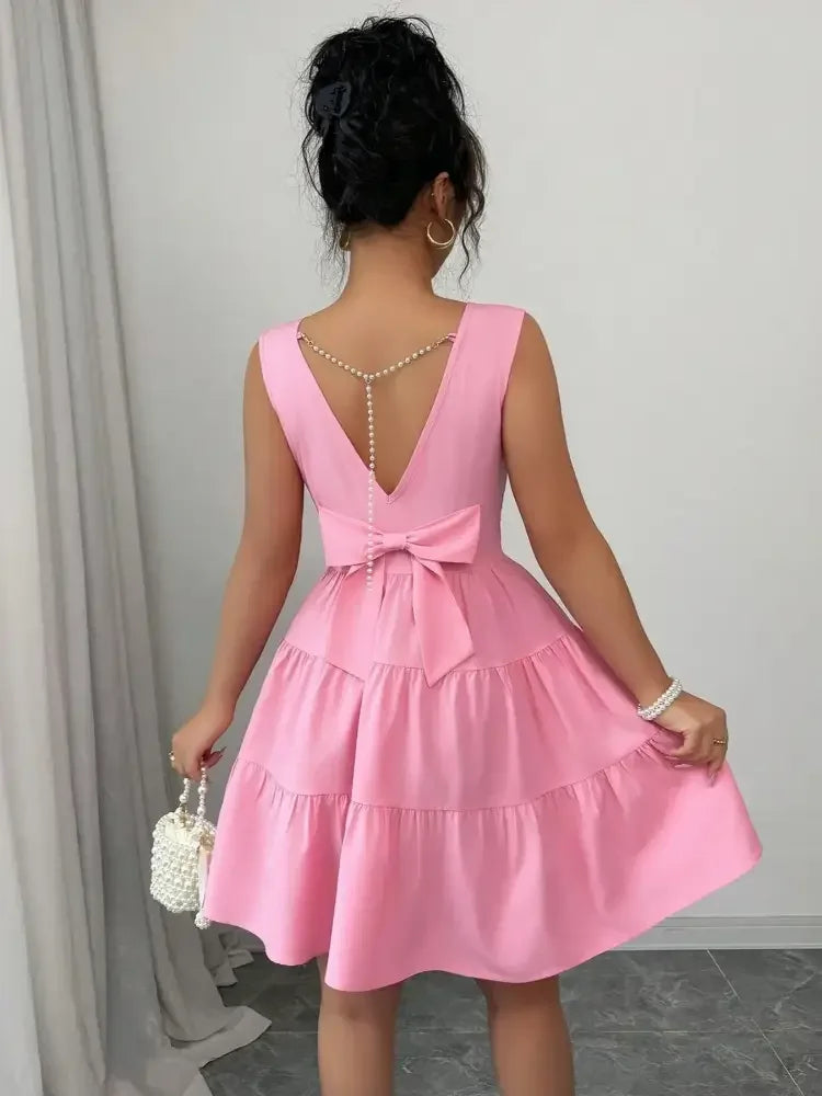 Round Neck Sleeveless Tiered Dress