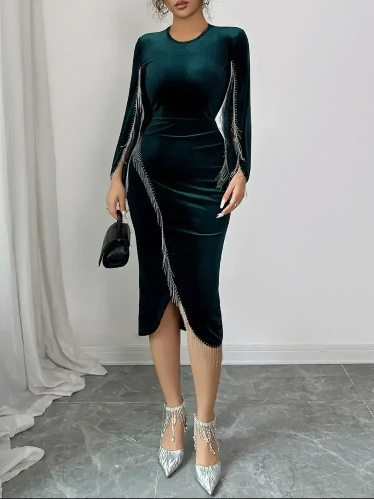Round Neck Slit Sleeve Dress