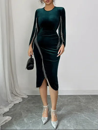 Round Neck Slit Sleeve Dress