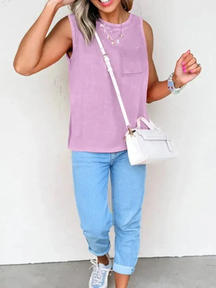 Round Neck Tank with Chest Pocket - Update AvenueTanks & CamisTrendsi100100862691410100100862691410c2170548 - d4fc - 484f - a6a7 - e33d3e12560e - Max - OriginLilac