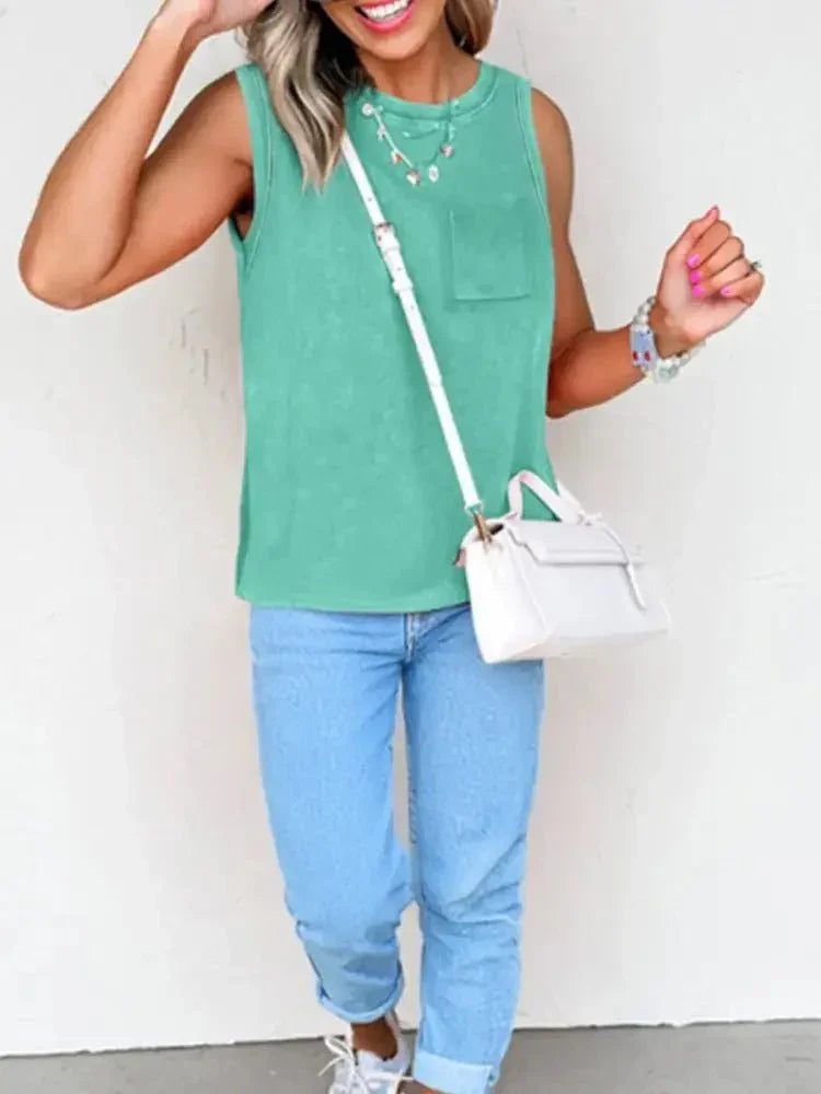Round Neck Tank with Chest Pocket - Update AvenueTanks & CamisTrendsi100100862699690100100862699690d52a74bf - bade - 4be4 - a9ab - 1aa714452bbb - Max - OriginTurquoise