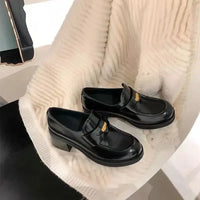 Round Toe Block Heel Loafers