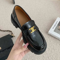 Round Toe Block Heel Loafers