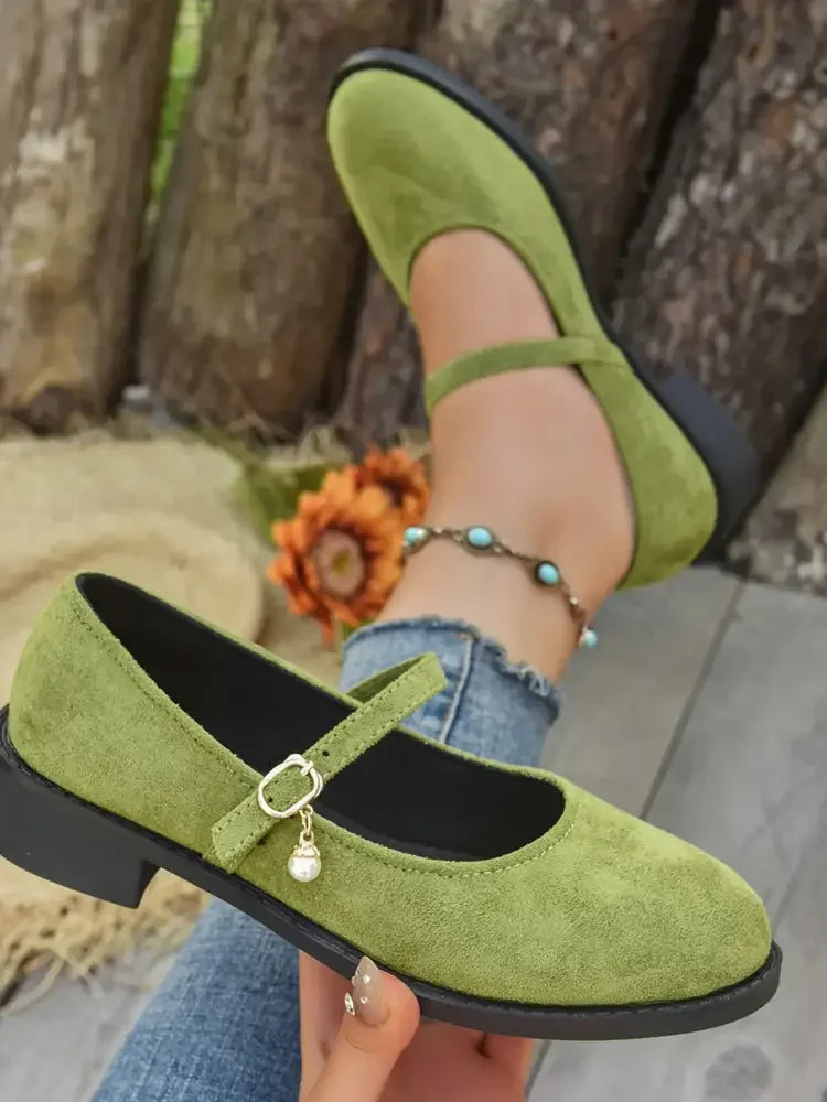 Round Toe Block Heel Mary Jane Loafers