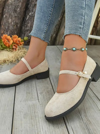 Round Toe Block Heel Mary Jane Loafers