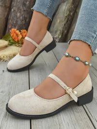 Round Toe Block Heel Mary Jane Loafers