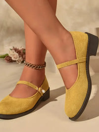 Round Toe Block Heel Mary Jane Loafers