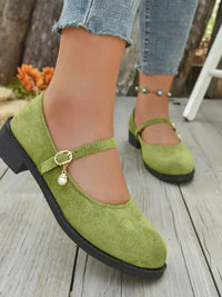 Round Toe Block Heel Mary Jane Loafers