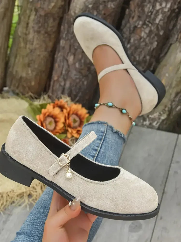Round Toe Block Heel Mary Jane Loafers