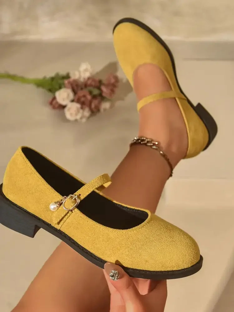 Round Toe Block Heel Mary Jane Loafers