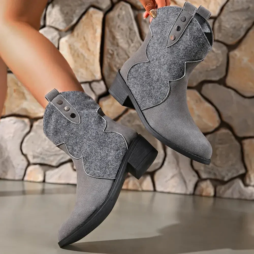 Round Toe Block Heels Boots