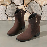 Round Toe Block Heels Boots