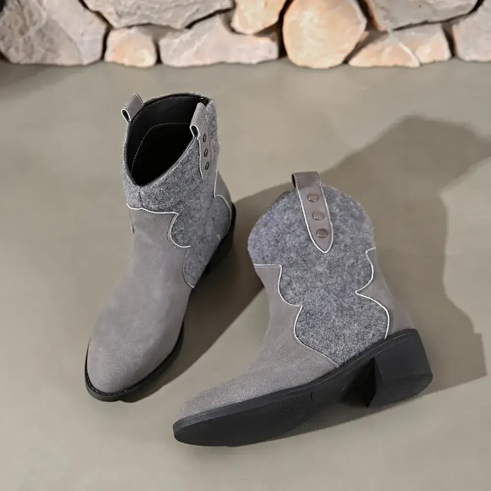 Round Toe Block Heels Boots