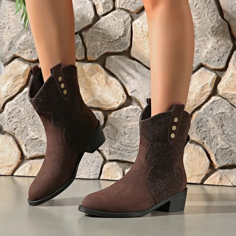 Round Toe Block Heels Boots