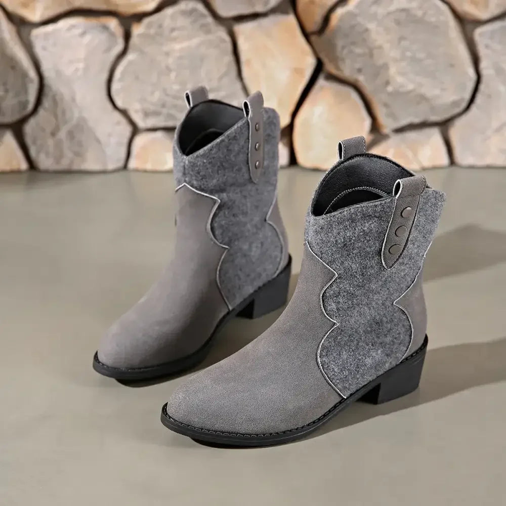 Round Toe Block Heels Boots