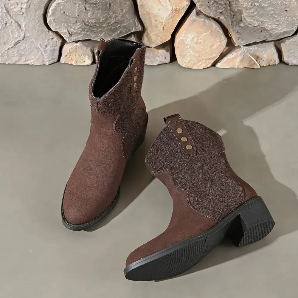 Round Toe Block Heels Boots