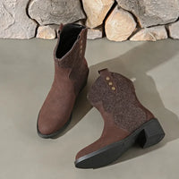 Round Toe Block Heels Boots