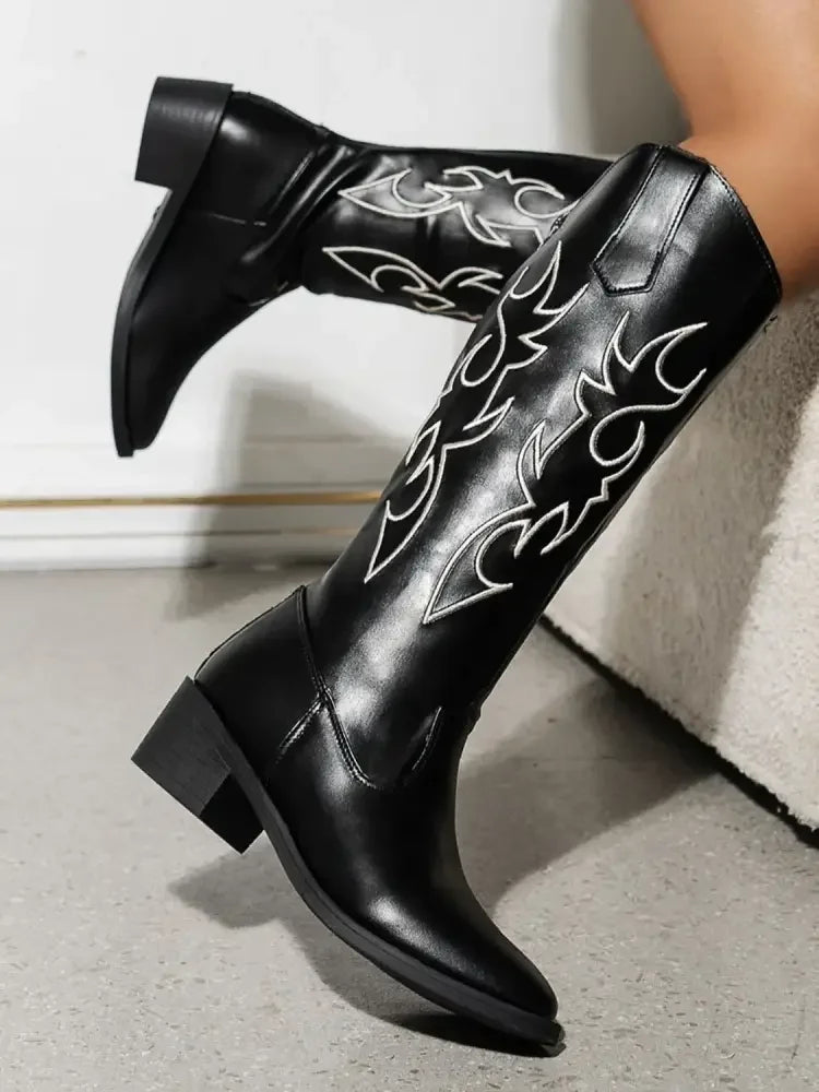 Round Toe Block Heels Boots