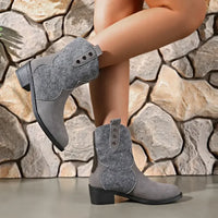 Round Toe Block Heels Boots