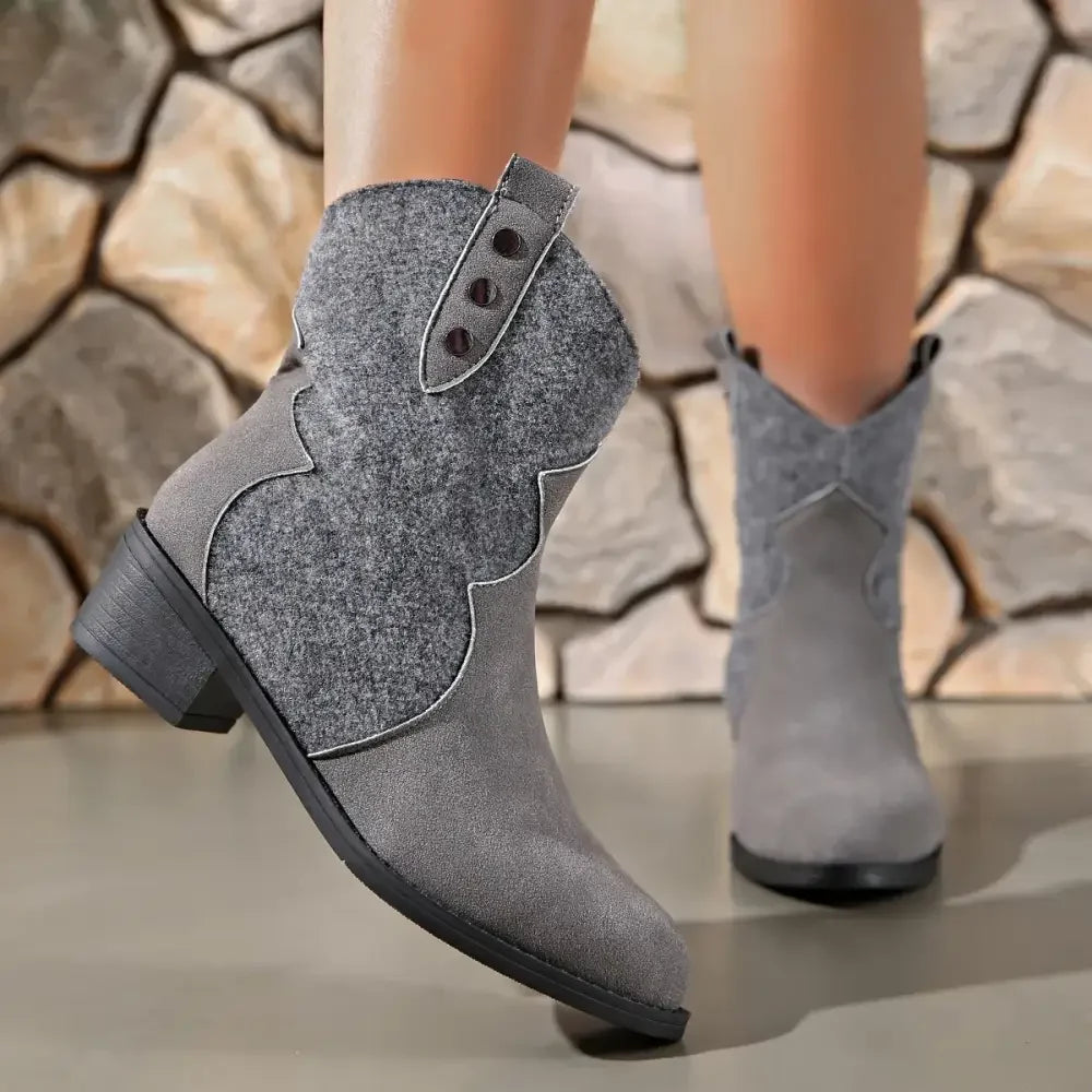 Round Toe Block Heels Boots